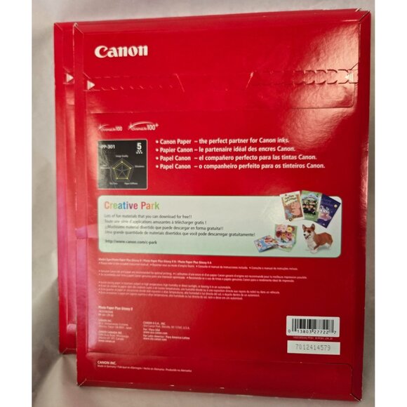 Canon Photo Paper Plus Glossy II PP 301Ink Jet 20 Sheets 8.5X11 Lot of 3 New - Picture 5 of 6